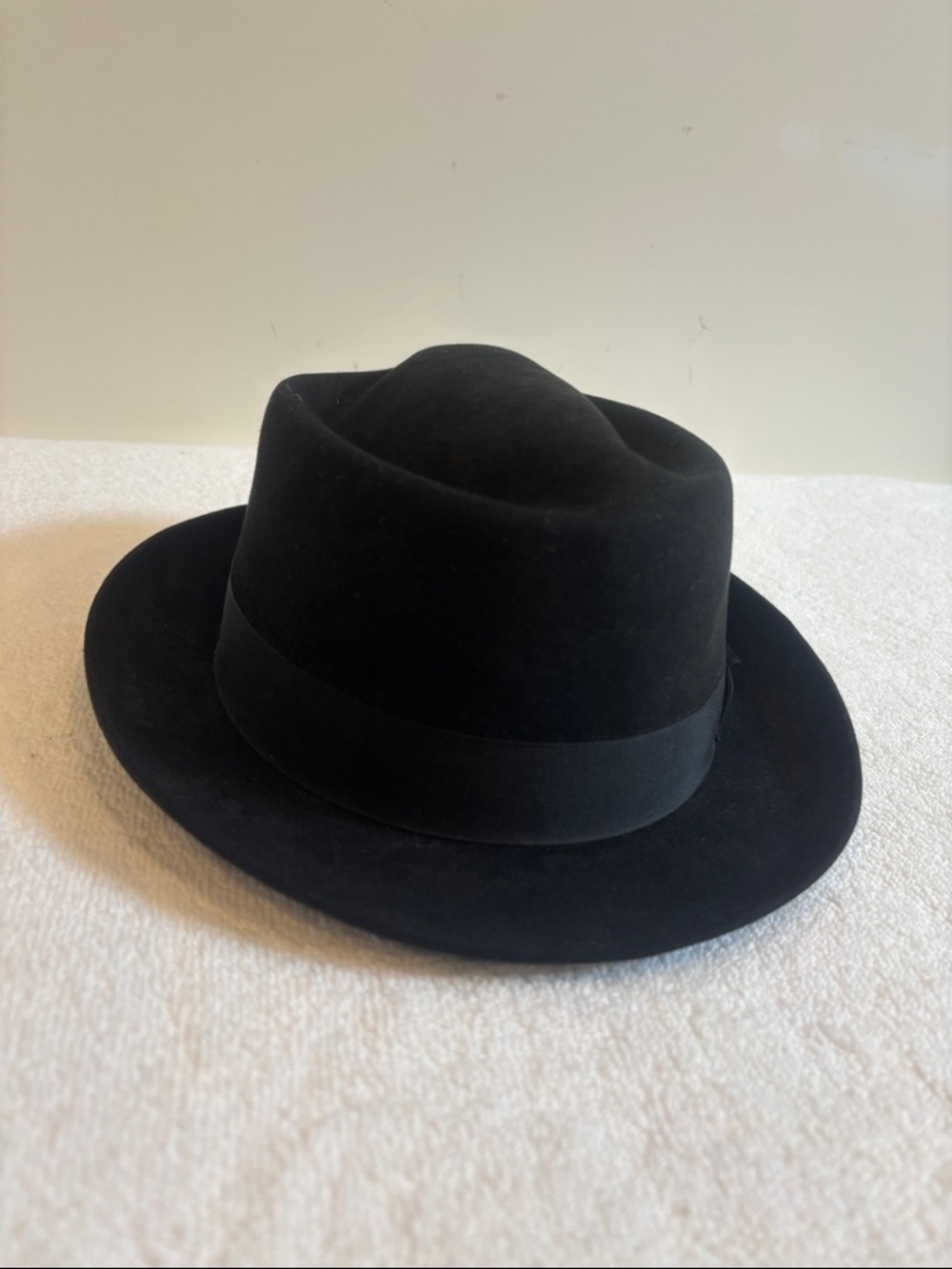 FailsWorth British Black Wool Felt Fedora Hat